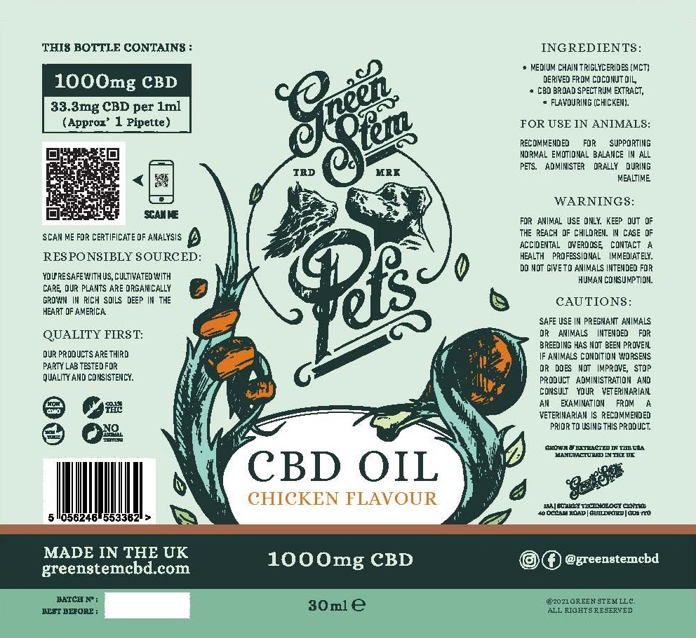 CBD Oil Chicken Flavour Bottle Label Inca Creative Print